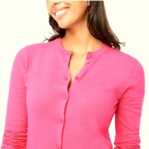 J Crew, Barbie Pink, Fitted Cardigan w/ Bracelet Length Sleeve. Size: S